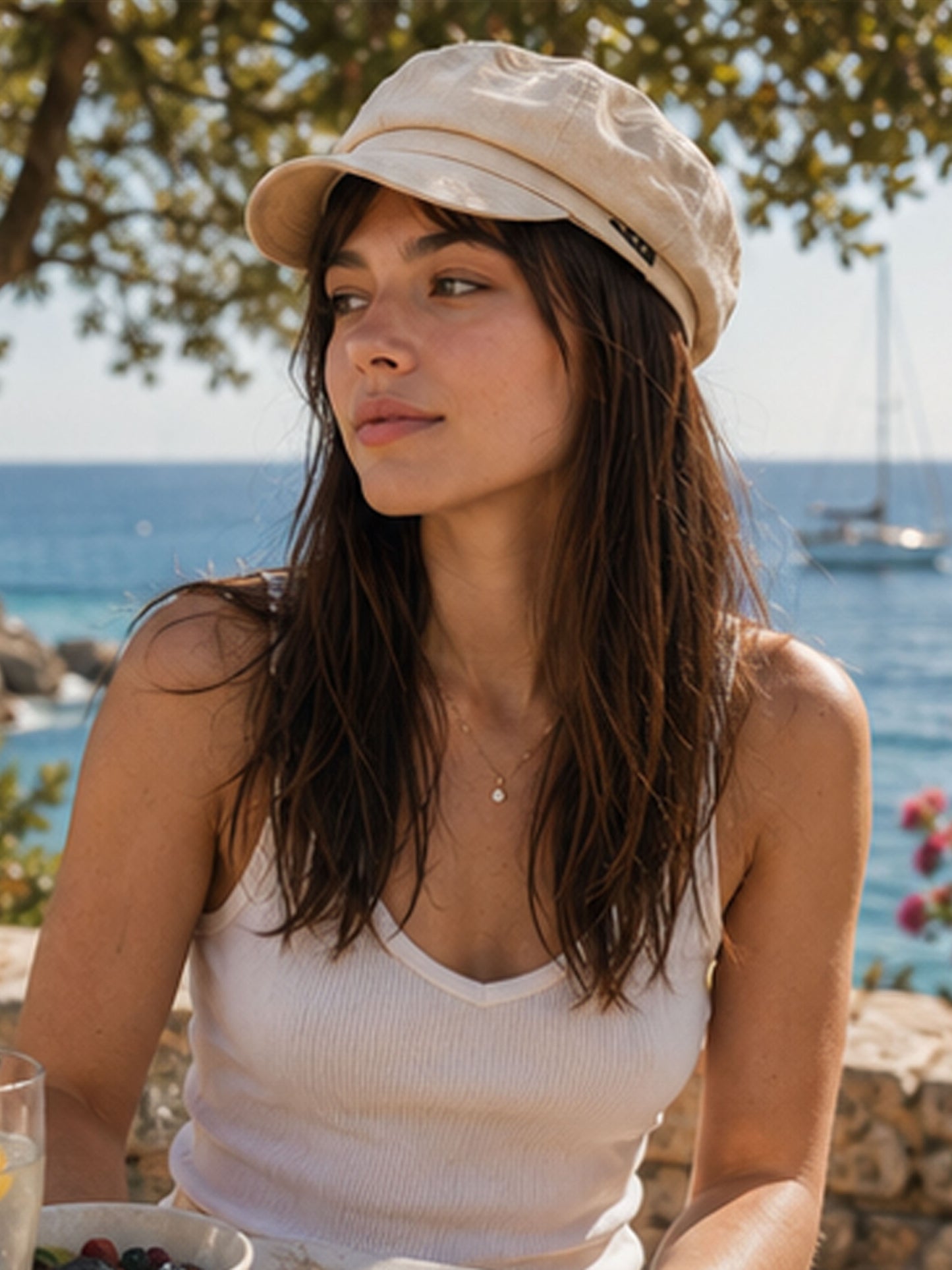 Craggi Ladies Stone Denim Baker Boy Hat. Womens Newsboy Cap