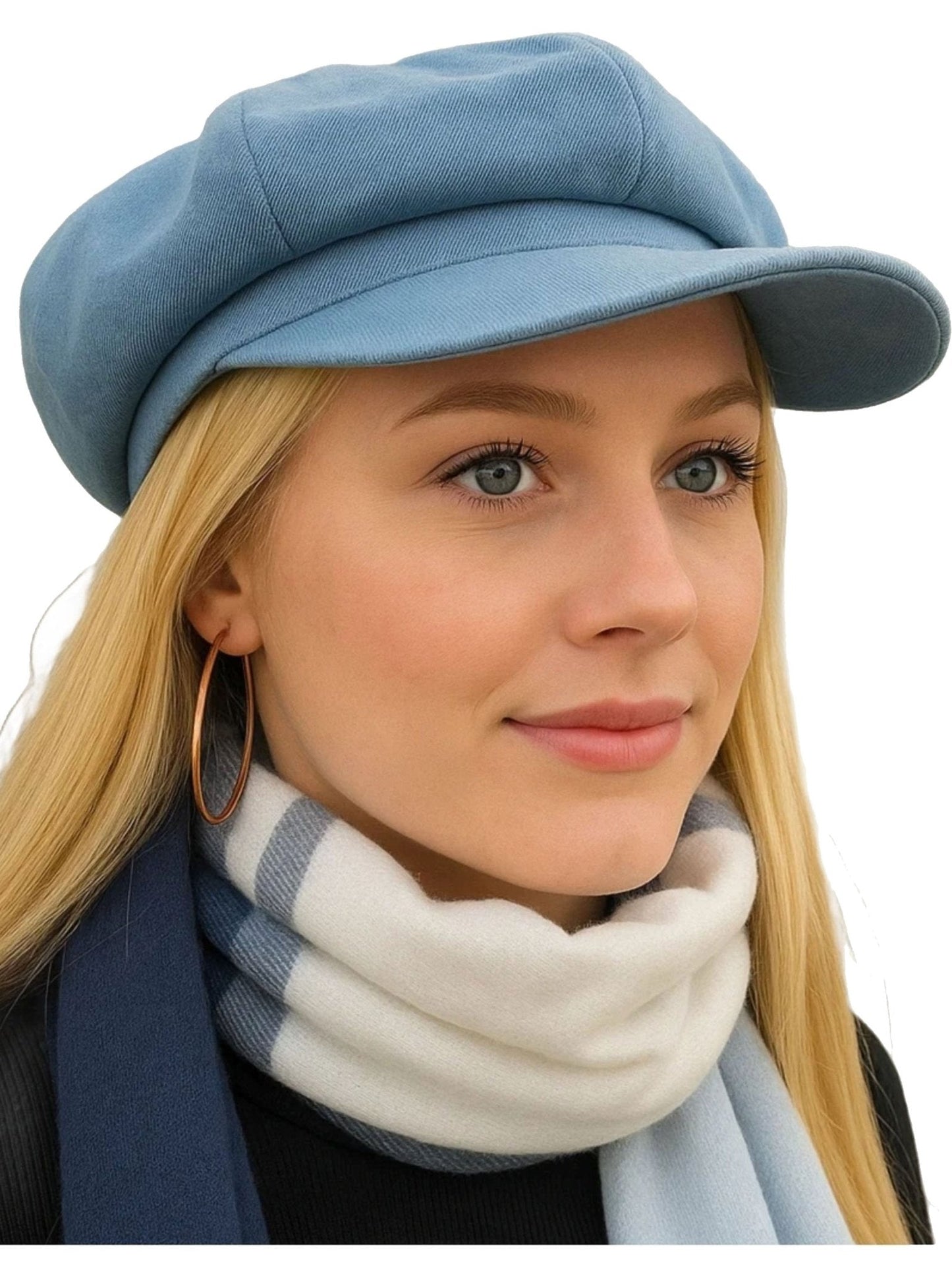 Craggi Baker boy Hat / Newsboy ladies Cap Blue Denim Womens CRAGGI Hats