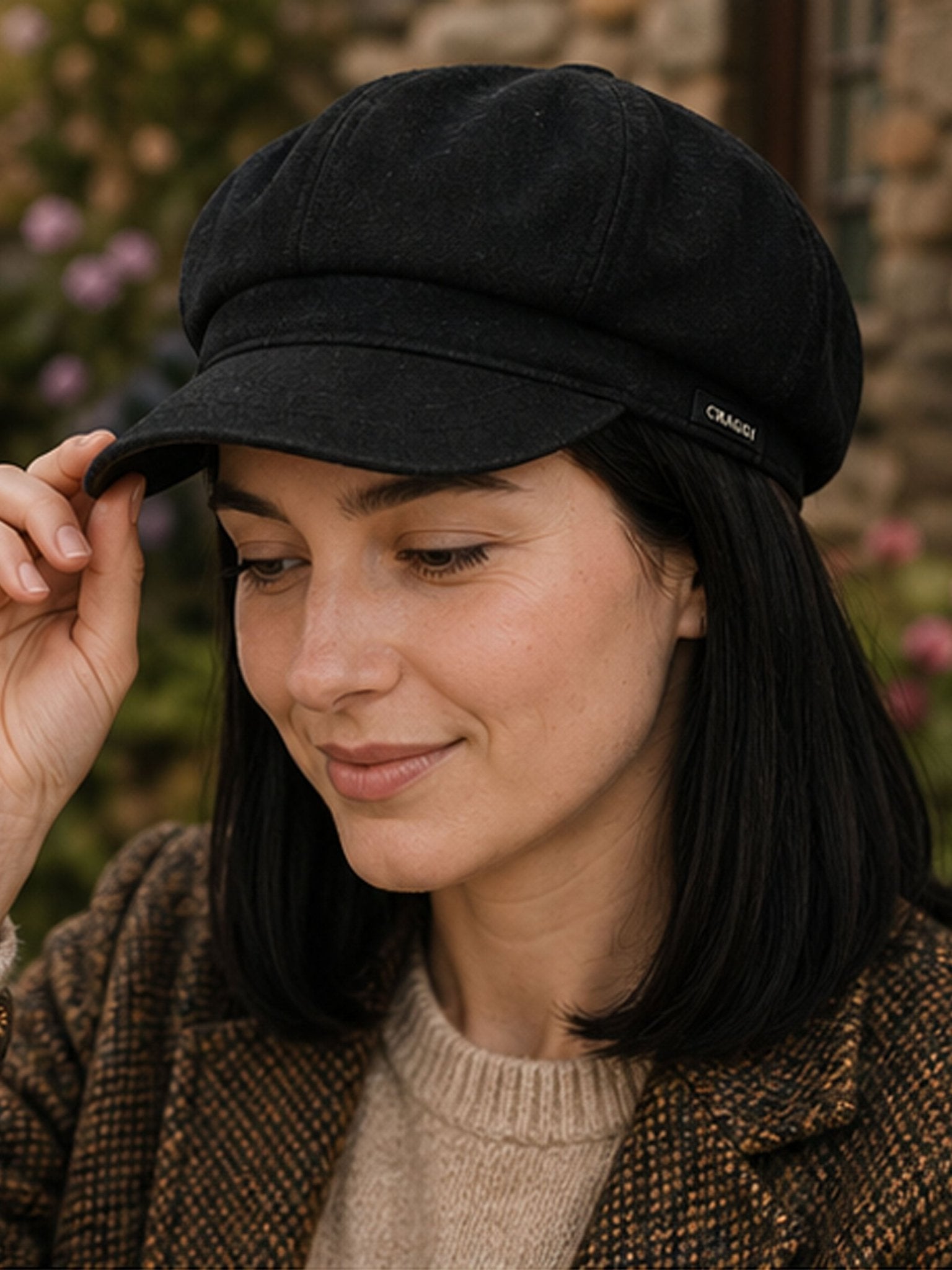 Denim Baker Boy Hat - Women's Newsboy Cap - Charcoal Black – Craggi