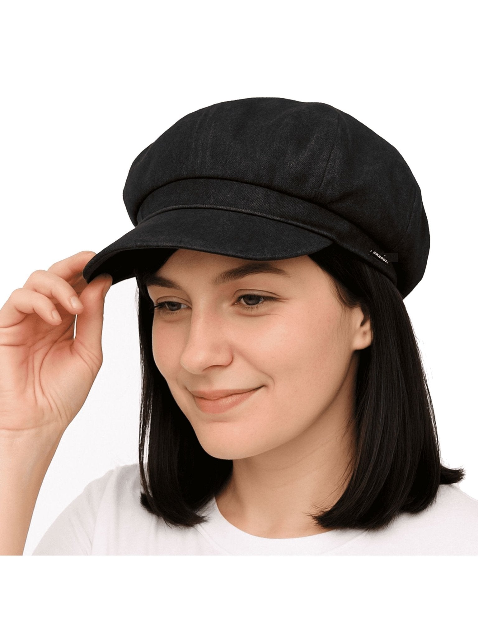 Denim Baker Boy Hat - Women's Newsboy Cap - Charcoal Black – Craggi