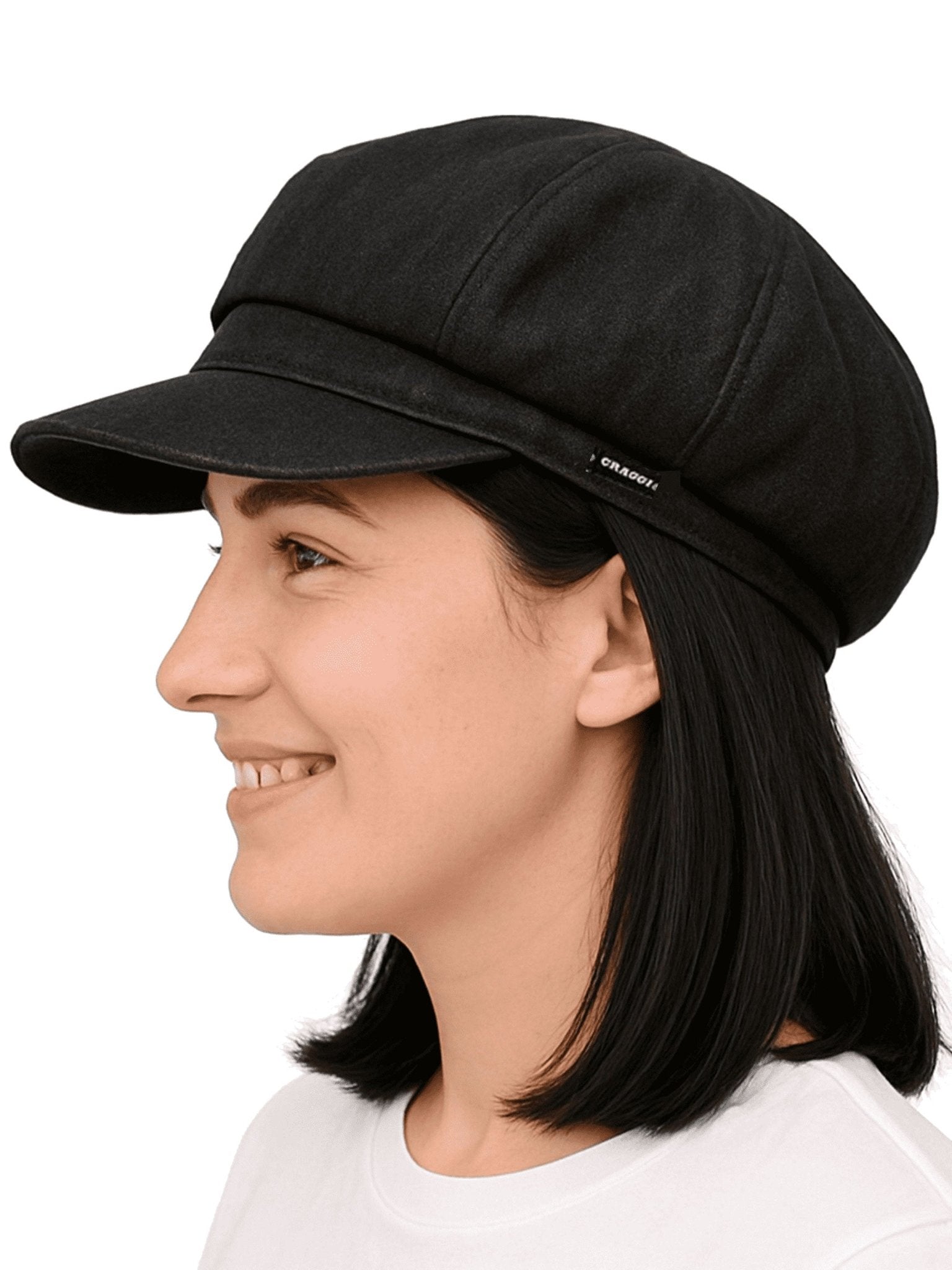 Denim Baker Boy Hat - Women's Newsboy Cap - Charcoal Black – Craggi