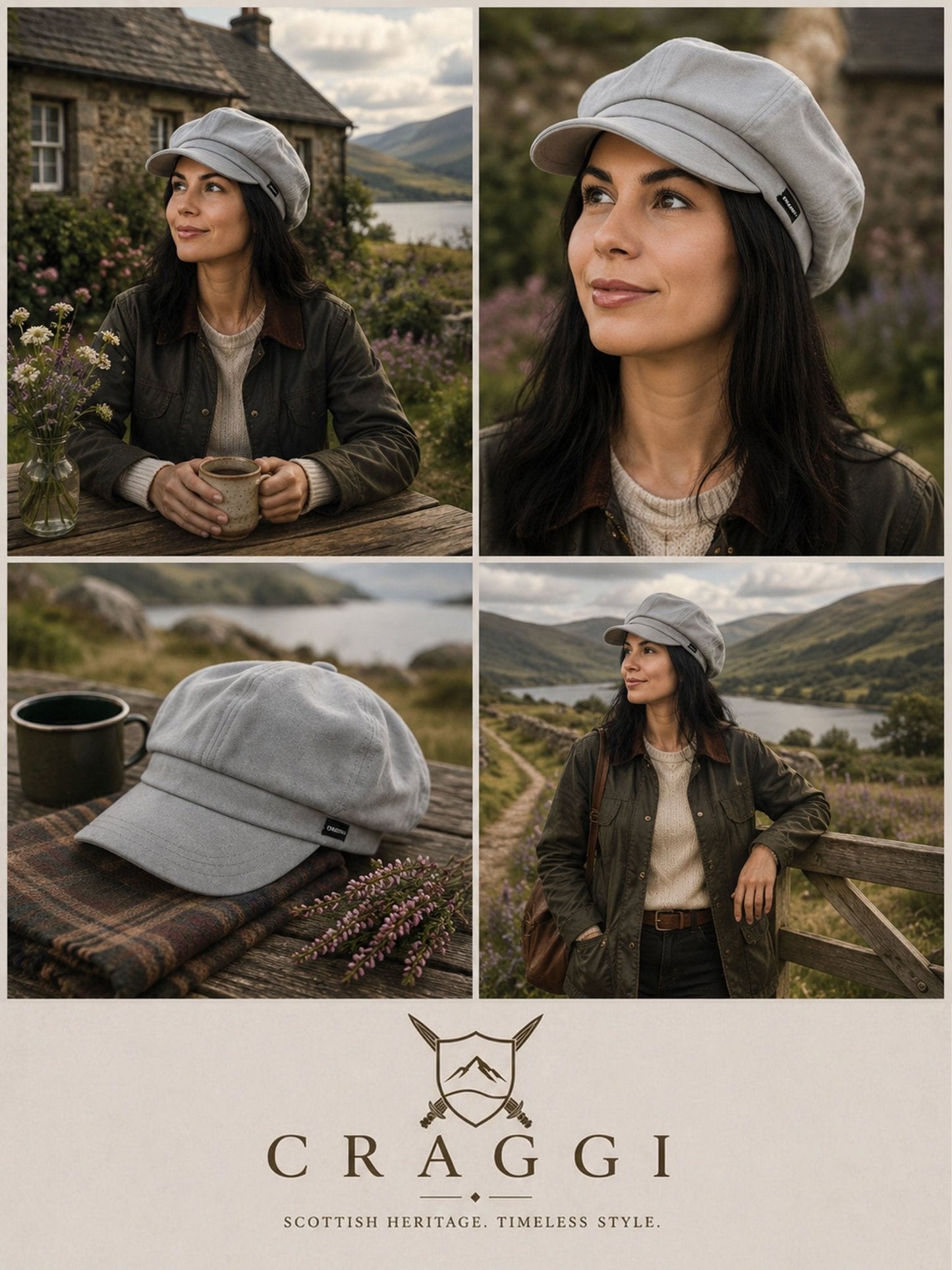 Craggi Grey Denim Ladies Bakerboy washed grey Hat, Womens Newsboy Cap CRAGGI Hats