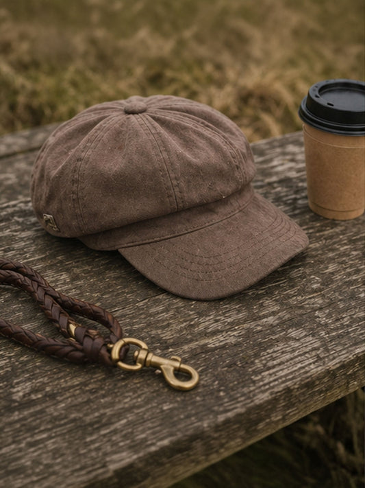 Craggi Ladies Baker Boy Brown Waxed Cotton Showerproof Hat, Womens Shelby Cap CRAGGI Hats
