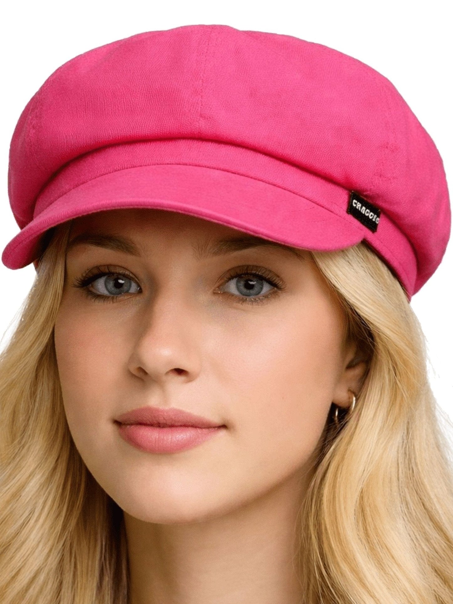 Craggi Ladies Baker boy Hat in Cerise Pink Denim, Womens Newsboy Cap CRAGGI Hats
