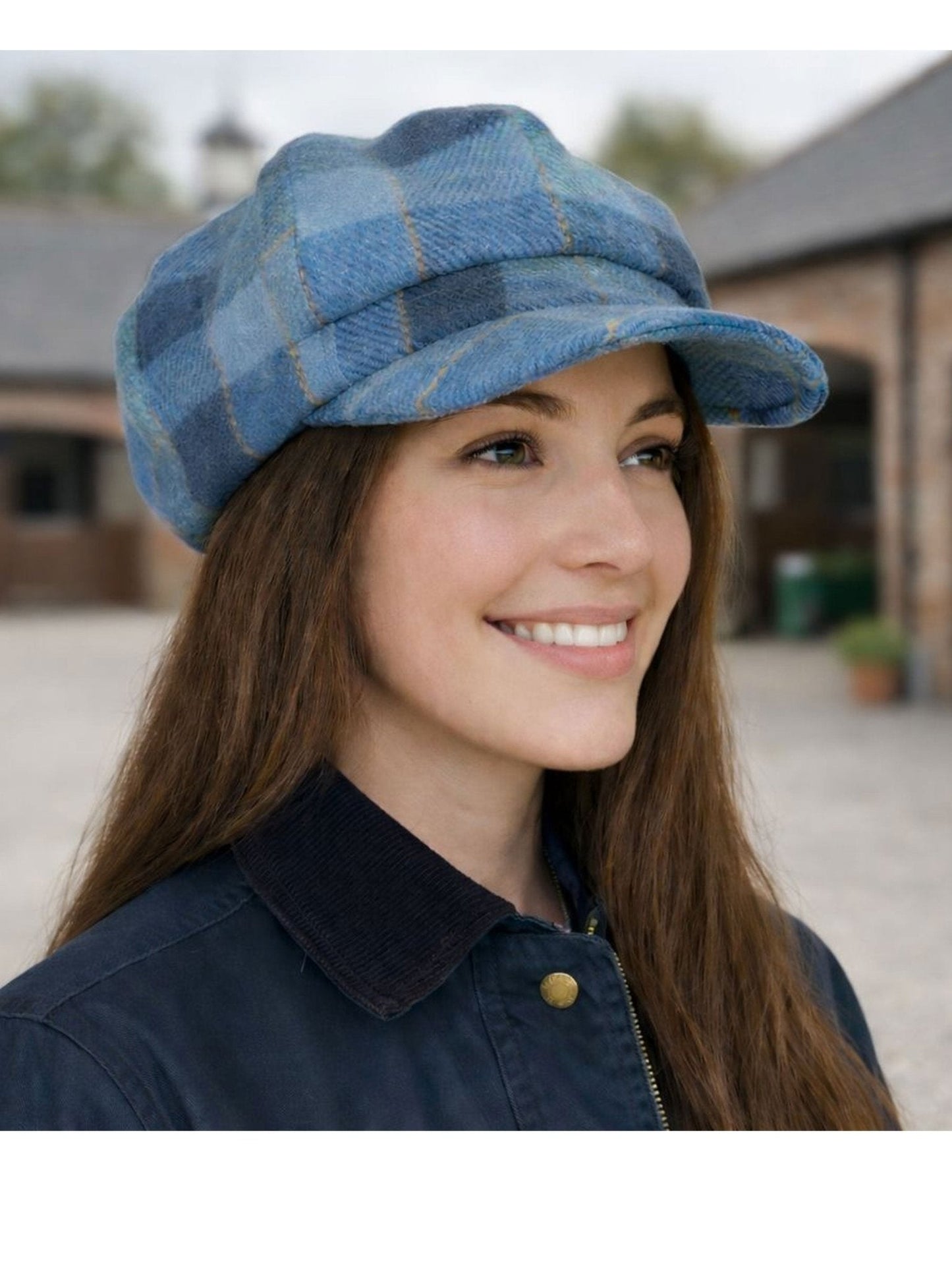 Craggi Tweed Baker Boy / Newsboy Cap Strathy Blue Plaid Flat Cap ladies / Womens CRAGGI Hats